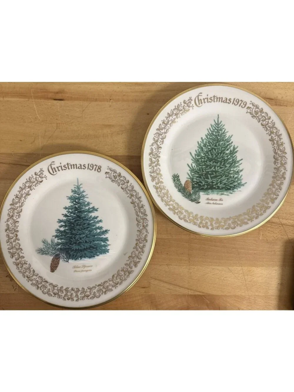 LENOX Christmas Tree Commemorative Issue Porcelain Plates (2) 78-'79